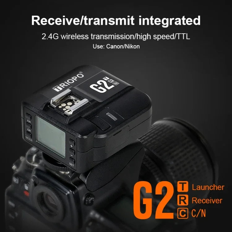 TRIOPO G2 Drahtloser Blitztrigger 2,4 GHz, Senden/Empfangen, Dual-Funktion, TTL-Hochgeschwindigkeitsauslöser für Canon-Kameras, G2 für Canon-Kameras