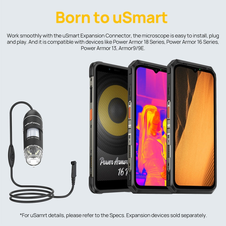 Ulefone uSmart C01 Kabelgebundenes Digitalmikroskop für Ulefone Armor 18 Serie / 9 / 9E & Power Armor 16 Serie / 13 / Armor Pad, uSmart C01