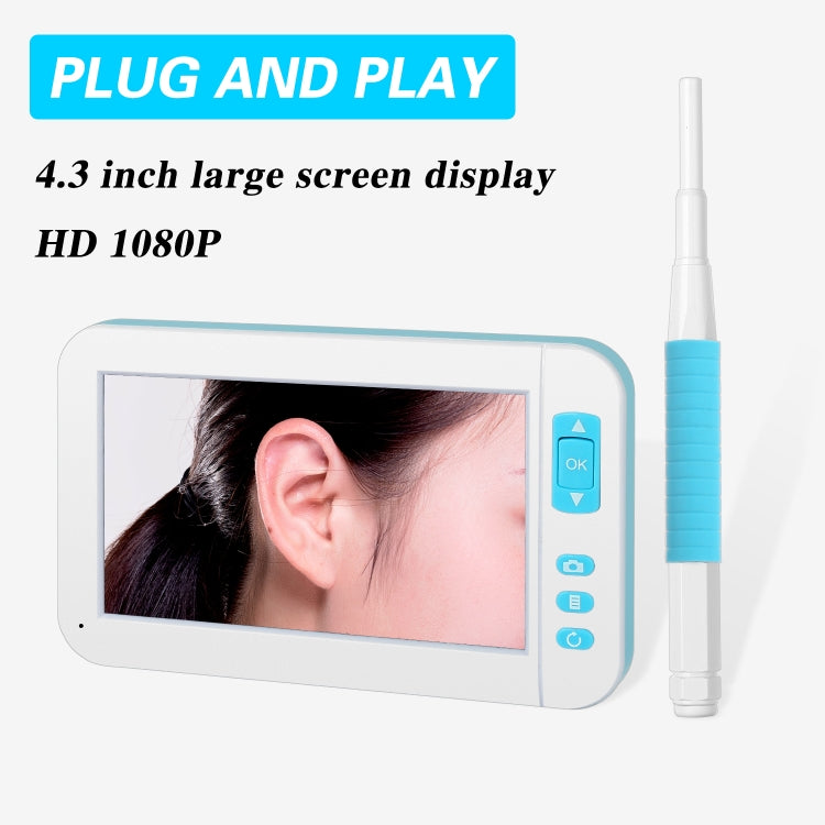 C01 4,3 Zoll Bildschirm Display HD1080P Visueller Ohrenschmalz-Endoskop mit 6 LEDs, Durchmesser: 3,9 mm, C01 3,9 mm