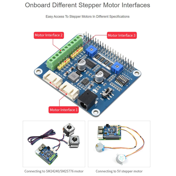 Waveshare HRB8825 Schrittmotor HAT für Raspberry Pi, treibt zwei Schrittmotoren an, bis zu 1/32 Mikroschritt