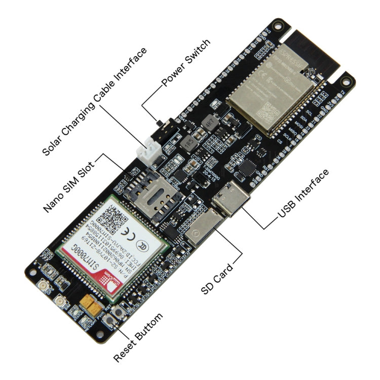 WiFi Bluetooth 18560 Batteriehalter Solar-Lademodul Entwicklungsboard, T-SIM7000G