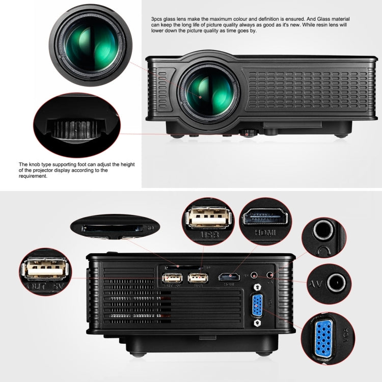 LY-40 1800 Lumen 1280 x 800 Heimkino LED Projektor mit Fernbedienung, EU-Stecker, LY-40 EU-Stecker