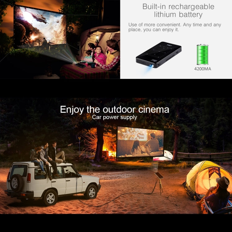 P09 Tragbarer 4K Ultra HD DLP Mini Smart Projektor mit Infrarot-Fernbedienung, Amlogic S905X 4-Kern A53 bis zu 1,5GHz Android 6.0, 1GB+8GB, Unterstützt 2.4G/5G WiFi, Bluetooth, TF-Karte