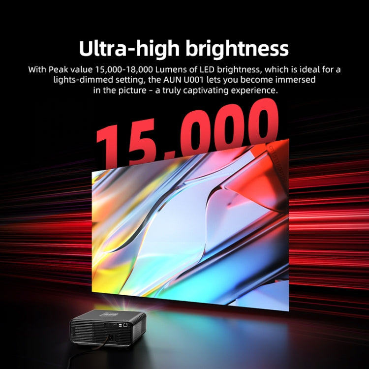 AUN U001 4K 18000 Lumen Tragbarer Heimkino LED HD Digitalprojektor, US-Stecker, UK-Stecker, AU-Stecker