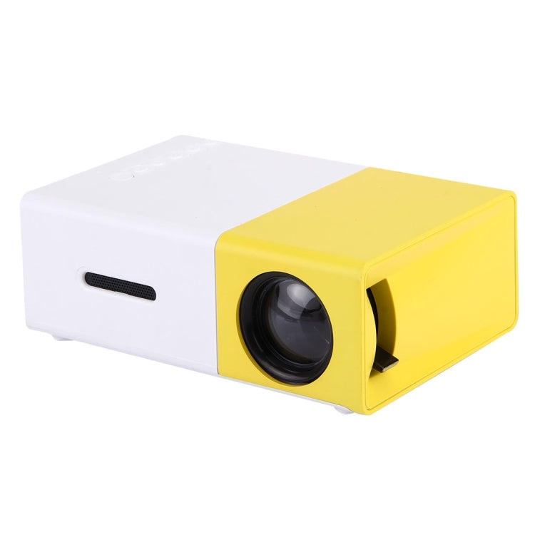 YG-300 0,8-2M 24-60 Zoll 400-600 Lumen LED Projektor HD Heimkino mit 3-in-1 Video-Konvertierungskabel & Fernbedienung, Größe: 12,6 x 8,6 x 4,6 cm, EU-Stecker