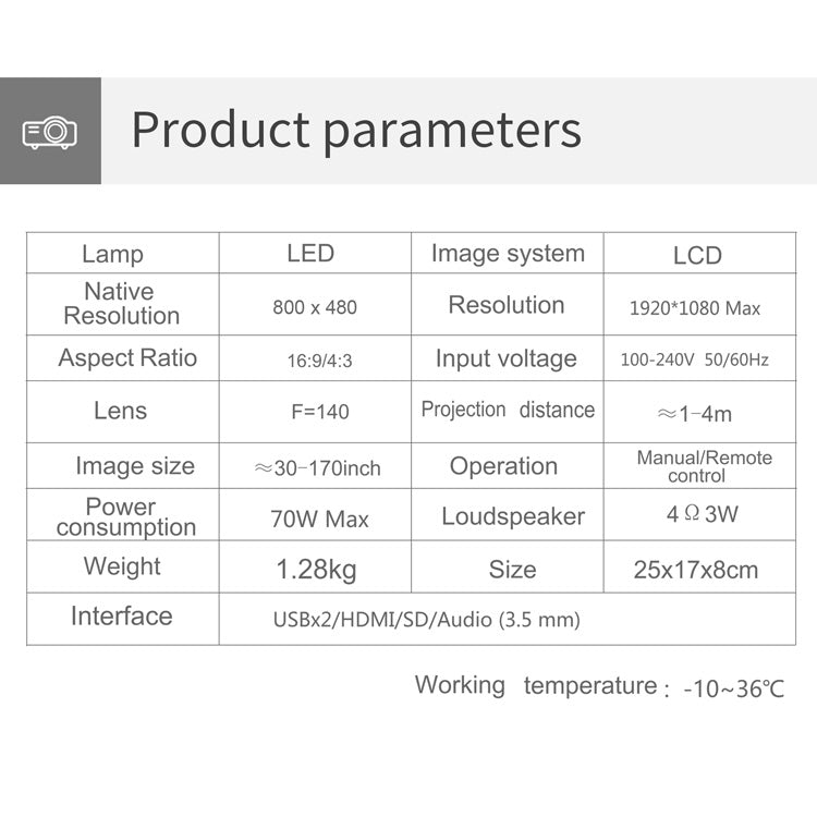 T5 100ANSI Lumen 800x400 Auflösung 480P LED+LCD Technologie Smart-Projektor, unterstützt HDMI / SD-Karte / 2 x USB / Audio 3,5mm, Standardversion, Standardversion