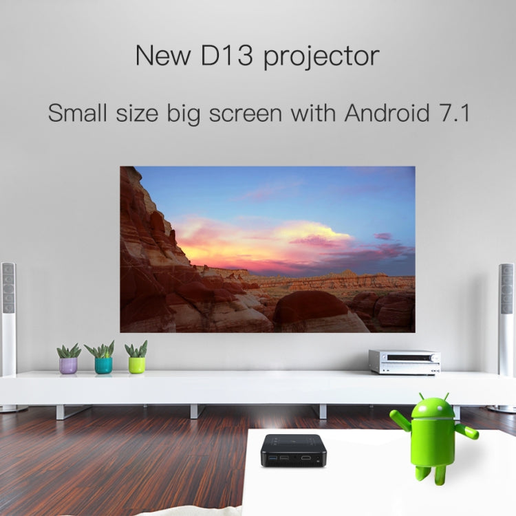 D13 2+16G 854 x 480 Android 7.1.2 Mini Taschenprojektor 4K DLP Smart Handheld LED WLAN Heimkino Projektor, unterstützt USB / TF / HDMI