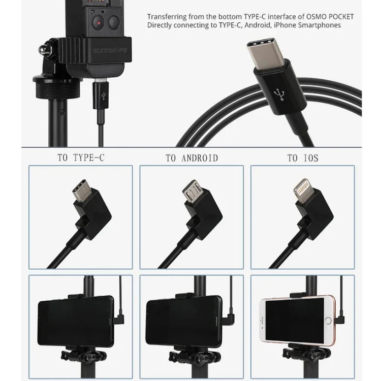 Sunnylife OP-X9208 USB-C-auf-USB-C-Kabel für DJI OSMO Pocket, Länge: 1 m, USB-C
