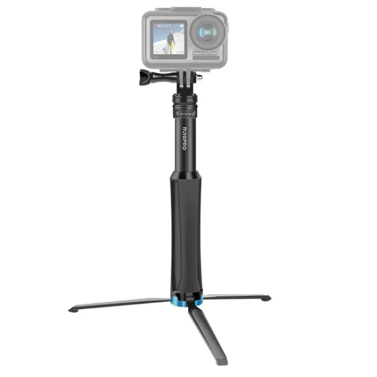 RUIGPRO Einteiliges Handstativ/Selfie-Stick/Teleskop-Monopod-Halterung für GoPro, Insta360, DJI und andere Action-Kameras, Schwarz)
