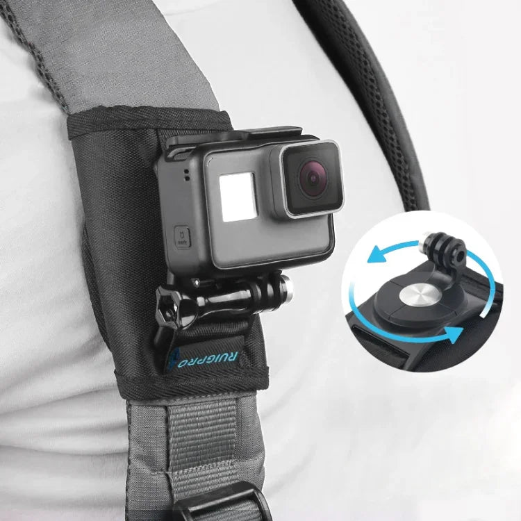 RUIGPRO Klettverschluss-Rucksackhalterung mit Schraube für GoPro, Insta360, DJI und andere Action-Kameras, Klettverschluss