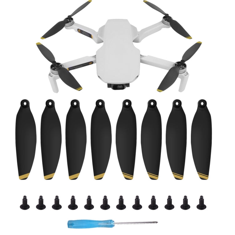 8-teiliges Sunnylife 4726F Set geräuscharmer Schnellspann-Flügelpropeller für DJI Mini 2, Für DJI Mini 2 Silber, Für DJI Mini 2 Gold