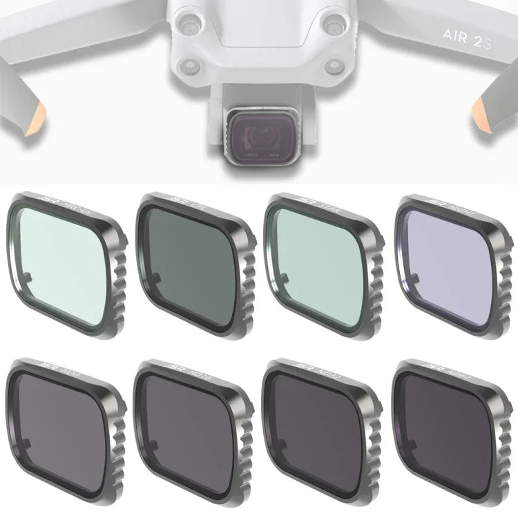 JSR KS 8-in-1 UV + CPL + ND8 + ND16 + ND32 + ND64 + STAR + NIGHT Objektivfilter für DJI Air 2S, Aluminiumrahmen, UV + CPL + ND8 + ND16 + ND32 + ND64 + STAR + NIGHT