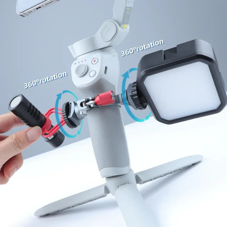 Stabilisator-Verlängerungsringadapter mit doppelter Blitzschuhbasis für DJI OM4 / Osmo Mobile 3, Halterung für DJI OM4