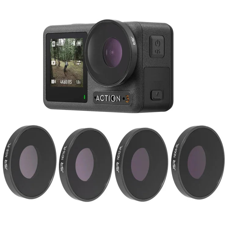 JSR 4-in-1 ND8PL / ND16PL / ND32PL / ND64 PL Objektivfilter für DJI Osmo Action 3, 4-in-1 NDPL