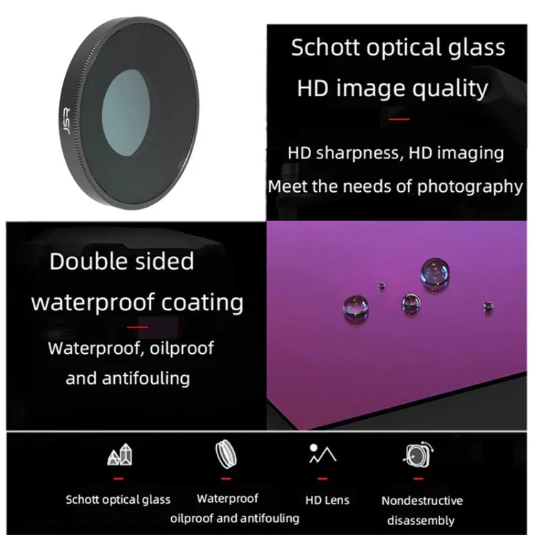 JSR 4-in-1 UV-CPL-ND16-ND32-Objektivfilter für DJI Osmo Action 3, 4-in-1
