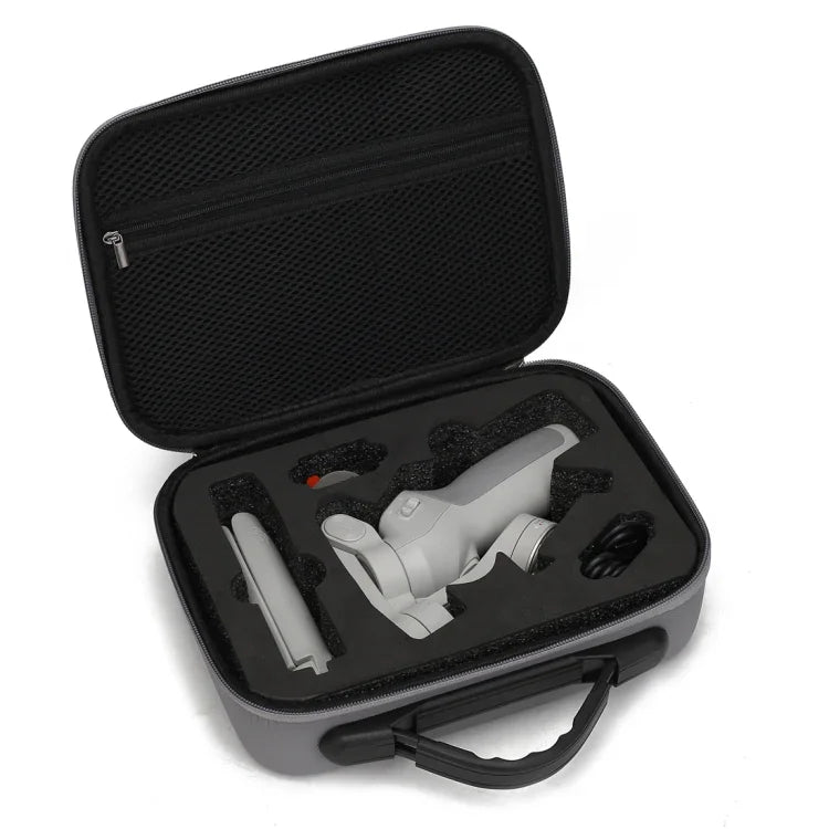 Stoßfeste, tragbare Aufbewahrungsbox aus PU mit Diamantstruktur für DJI Osmo Mobile 4, Grau