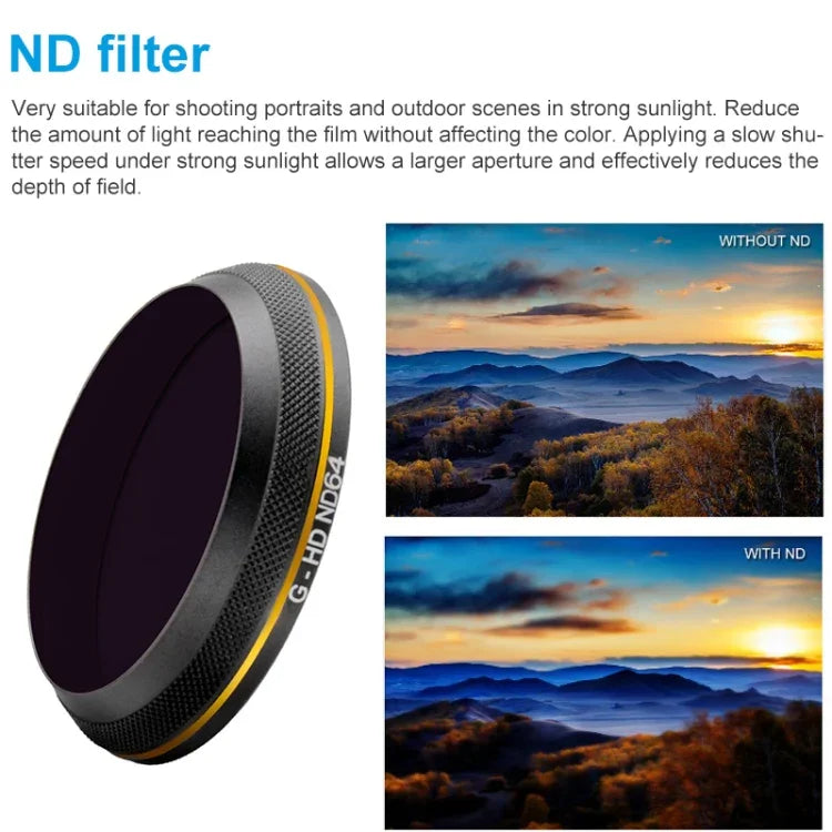 PGYTECH X4S-HD ND64 Goldrand-Linsenfilter für DJI Inspire 2 / X4S Gimbal-Kamera-Drohnenzubehör, ND64
