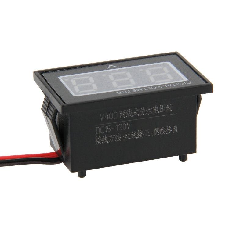 V40D 2-Draht Rote Lichtanzeige Mini Wasserdichter IPX4 Digital Spannungsmesser, Messbereich: DC 15-120V, DT0001G, DT0001L, DT0001R