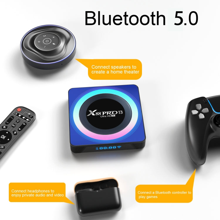Acrylic X88 Pro 13 8K Ultra HD Android 13.0 Smart TV Box mit Fernbedienung, RK3528 Quad-Core, 4G+32GB, 4G+32GB