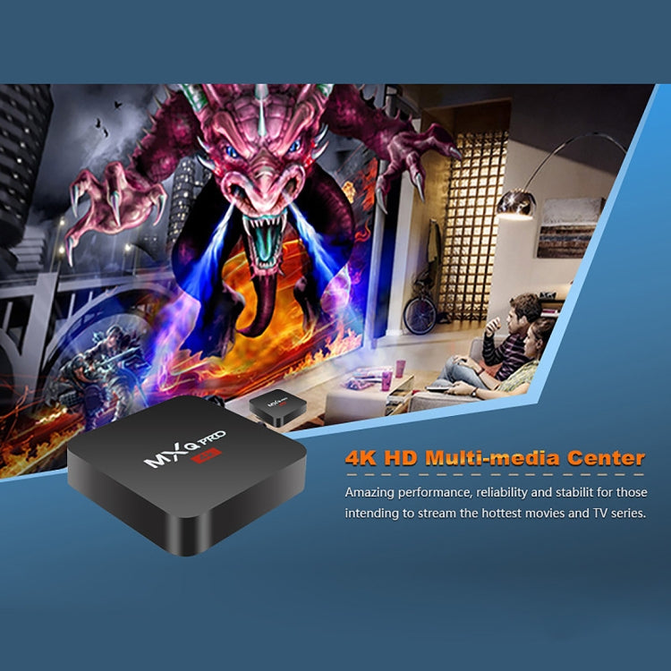 MXQ PROi 1080P 4K HD Smart TV BOX mit Fernbedienung, Android 7.1 S905W Quad-Core Cortex-A53 bis zu 2GHz, RAM: 2GB, ROM: 16GB, Unterstützt WiFi, UK-Stecker, 2GB+16GB, UK-Stecker