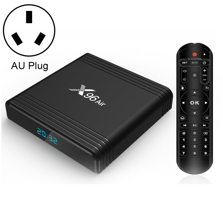 X96 Air 8K Smart TV BOX Android 9.0 Mediaplayer mit Fernbedienung, Quad-Core Amlogic S905X3, RAM: 4GB, ROM: 64GB, Dual-Band WiFi, Bluetooth, AU-Stecker, 4GB+64GB