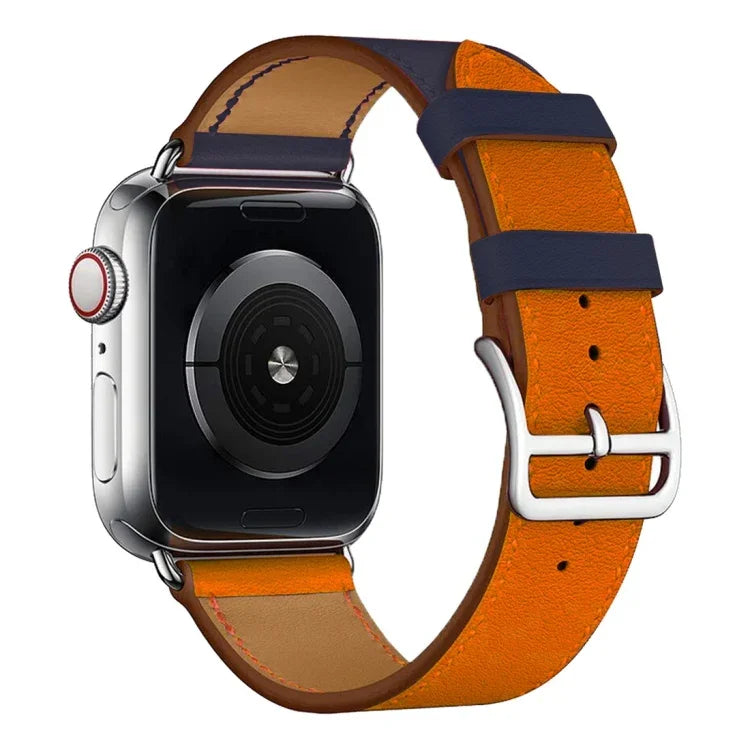 Two Color Single Loop Leather Wrist Strap Watchband for Apple Watch Series 3 & 2 & 1, 38mm Orange+Bright Blue, 42mm Orange+Bright Blue, 38mm Pink+Wine Red, 42mm Pink+Wine Red, 38mm Amber+Orange Red+Light Rose Red, 42mm Amber+Orange Red+Light Rose Red  ...