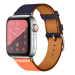 Two Color Single Loop Leather Wrist Strap Watchband for Apple Watch Series 3 & 2 & 1, 38mm Orange+Bright Blue, 42mm Orange+Bright Blue, 38mm Pink+Wine Red, 42mm Pink+Wine Red, 38mm Amber+Orange Red+Light Rose Red, 42mm Amber+Orange Red+Light Rose Red  ...