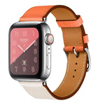 Two Color Single Loop Leather Wrist Strap Watchband for Apple Watch Series 3 & 2 & 1, 38mm Orange+Bright Blue, 42mm Orange+Bright Blue, 38mm Pink+Wine Red, 42mm Pink+Wine Red, 38mm Amber+Orange Red+Light Rose Red, 42mm Amber+Orange Red+Light Rose Red  ...