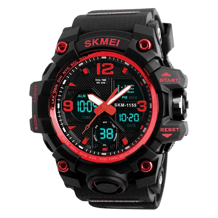 SKMEI 1155B Multifunktionale Herren Outdoor-Sport Armbanduhr mit großem Zifferblatt, wasserdicht und nachtleuchtend