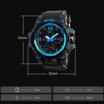 SKMEI 1155B Multifunktionale Herren Outdoor-Sport Armbanduhr mit großem Zifferblatt, wasserdicht und nachtleuchtend