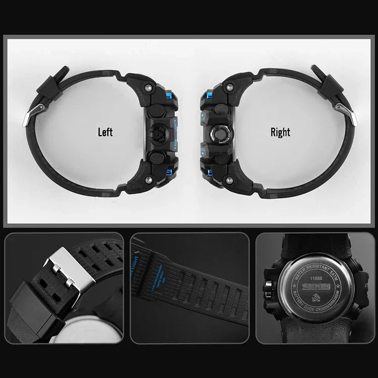 SKMEI 1155B Multifunktionale Herren Outdoor-Sport Armbanduhr mit großem Zifferblatt, wasserdicht und nachtleuchtend