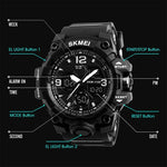 SKMEI 1155B Multifunktionale Herren Outdoor-Sport Armbanduhr mit großem Zifferblatt, wasserdicht und nachtleuchtend