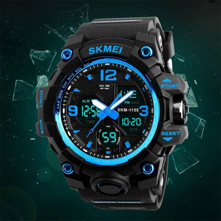SKMEI 1155B Multifunktionale Herren Outdoor-Sport Armbanduhr mit großem Zifferblatt, wasserdicht und nachtleuchtend