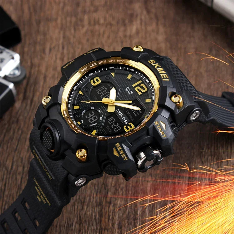 SKMEI 1155B Multifunktionale Herren Outdoor-Sport Armbanduhr mit großem Zifferblatt, wasserdicht und nachtleuchtend