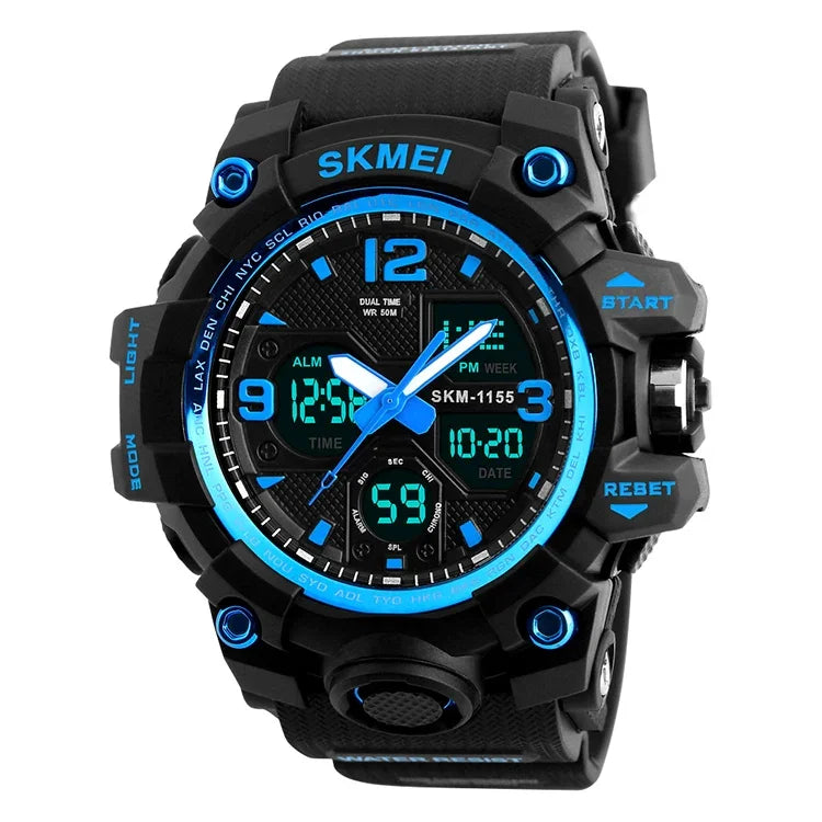 SKMEI 1155B Multifunktionale Herren Outdoor-Sport Armbanduhr mit großem Zifferblatt, wasserdicht und nachtleuchtend