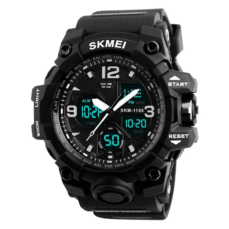 SKMEI 1155B Multifunktionale Herren Outdoor-Sport Armbanduhr mit großem Zifferblatt, wasserdicht und nachtleuchtend