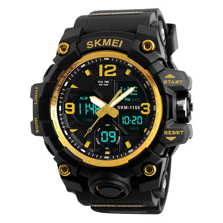 SKMEI 1155B Multifunktionale Herren Outdoor-Sport Armbanduhr mit großem Zifferblatt, wasserdicht und nachtleuchtend