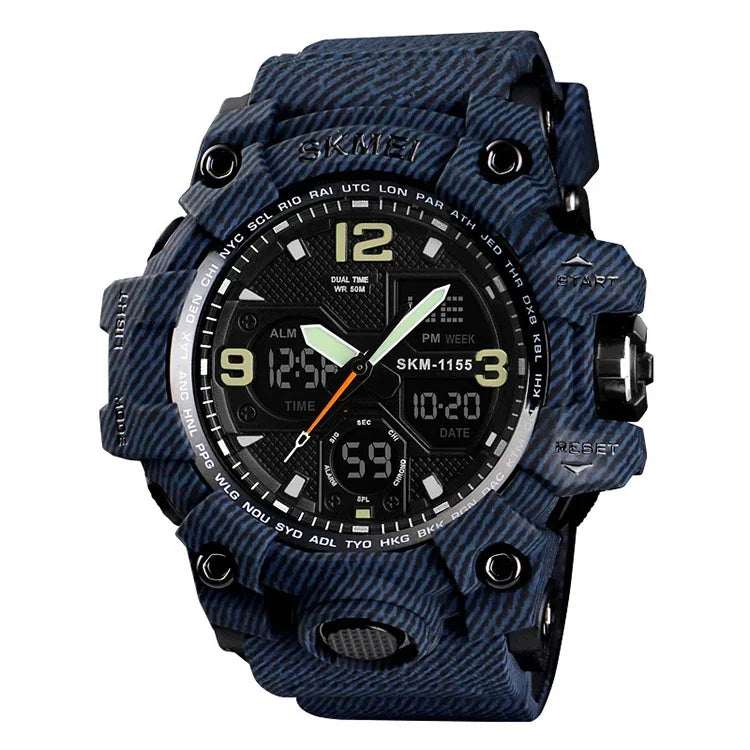 SKMEI 1155B Multifunktionale Herren Outdoor-Sport Armbanduhr mit großem Zifferblatt, wasserdicht und nachtleuchtend