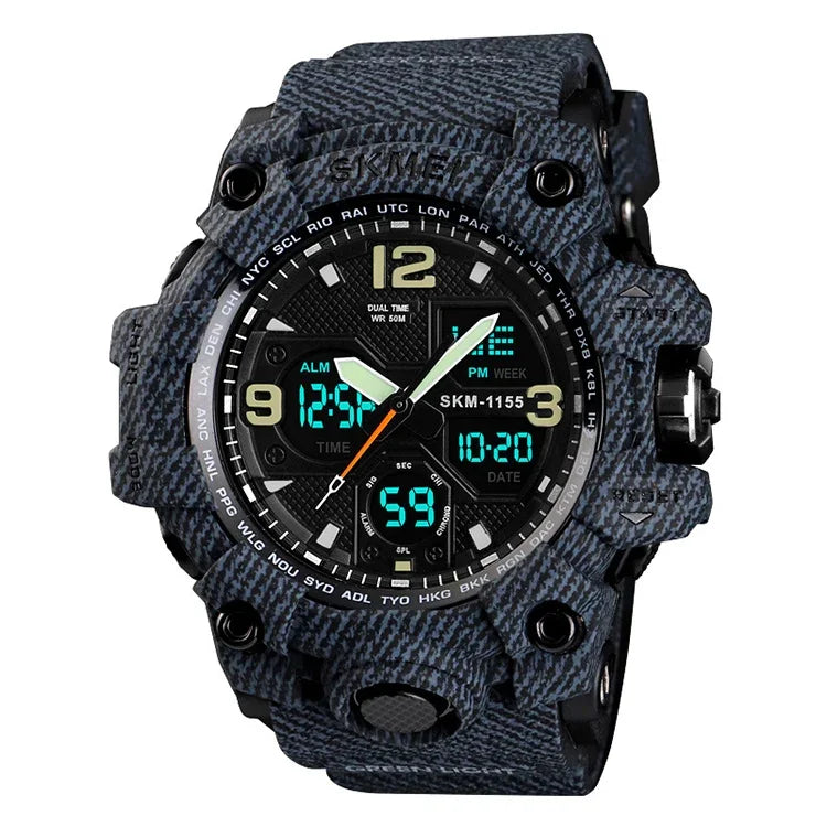 SKMEI 1155B Multifunktionale Herren Outdoor-Sport Armbanduhr mit großem Zifferblatt, wasserdicht und nachtleuchtend