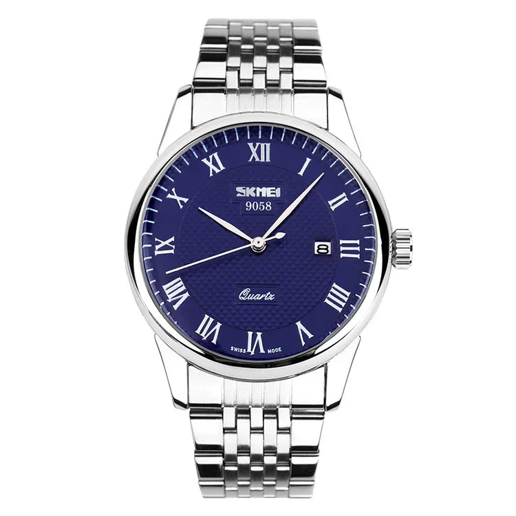 SKMEI 9058 Multifunktionale Outdoor Fashion Wasserdichte Quarzuhr mit Stahlband, Herrenmodell Schwarz, Herrenmodell Weiß, Herrenmodell Blau, Damenmodell Schwarz, Damenmodell Weiß, Damenmodell Blau