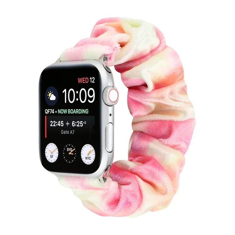 Flanell Haargummi Ersatzarmband, für Apple Watch Ultra 49mm / Series 8&7 45mm / SE 2&6&SE&5&4 44mm / 3&2&1 42mm, für Apple Watch Series 7 45mm / 6 & SE & 5 & 4 44mm / 3 & 2 & 1 42mm