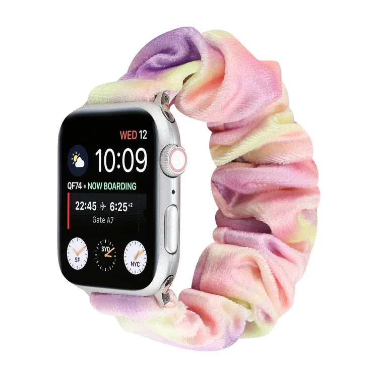 Flannel Hair Ring Replacement Strap Watchband, For Apple Watch Ultra 49mm / Series 8&7 45mm / SE 2&6&SE&5&4 44mm / 3&2&1 42mm, For Apple Watch Series 7 45mm / 6 & SE & 5 & 4 44mm / 3 & 2 & 1 42mm                                                         ...