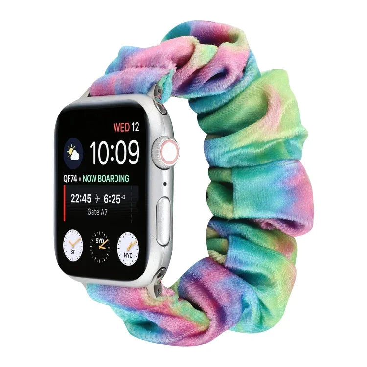 Flannel Hair Ring Replacement Strap Watchband, For Apple Watch Ultra 49mm / Series 8&7 45mm / SE 2&6&SE&5&4 44mm / 3&2&1 42mm, For Apple Watch Series 7 45mm / 6 & SE & 5 & 4 44mm / 3 & 2 & 1 42mm                                                         ...