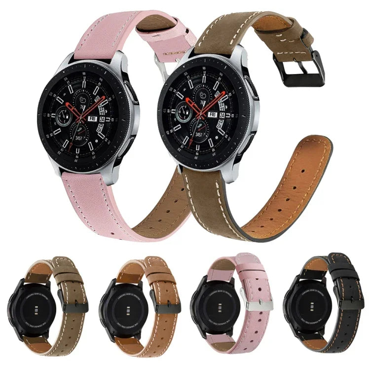 Round Tail Genuine Leather Replacement Strap Watchband, For Samsung Galaxy Watch 3 41mm, For Samsung Galaxy Watch 3 45mm, For Samsung Galaxy Watch 42mm, For Samsung Galaxy Watch 46mm