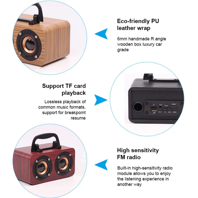 FT-4002 Kabellose Bluetooth-Retro-Subwoofer-Lautsprecher aus Holz, unterstützen TF-Karten- und USB-MP3-Wiedergabe, schwarz gemasert, gelb gemasert, rot gemasert