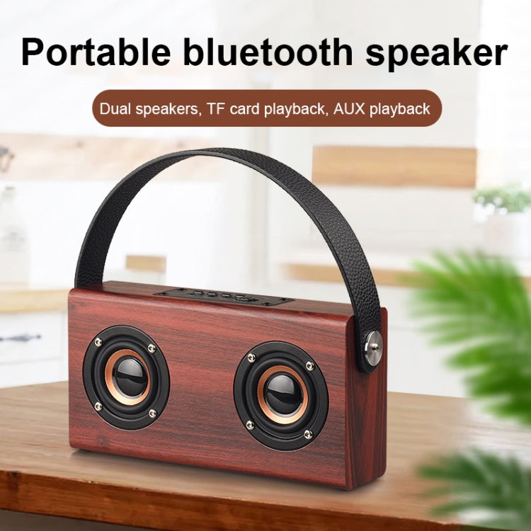 D10 Tragbarer kabelloser Bluetooth 4.2 Lautsprecher aus Holz, D10 (Rot Holzmaserung)