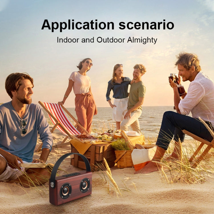 D10 Tragbarer kabelloser Bluetooth 4.2 Lautsprecher aus Holz, D10 (Rot Holzmaserung)