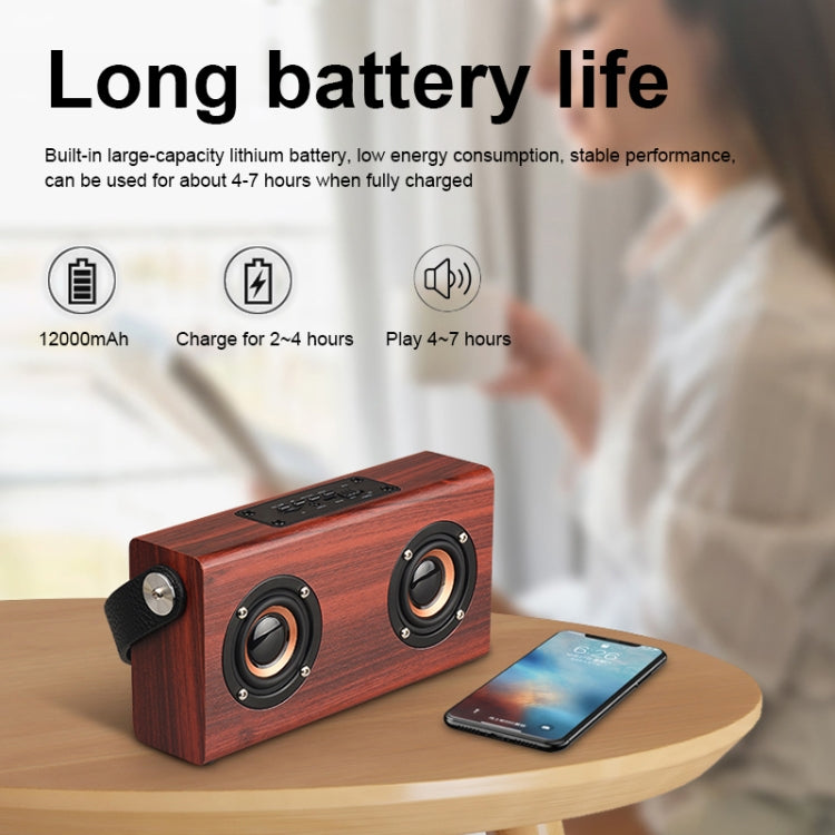 D10 Tragbarer kabelloser Bluetooth 4.2 Lautsprecher aus Holz, D10 (Rot Holzmaserung)