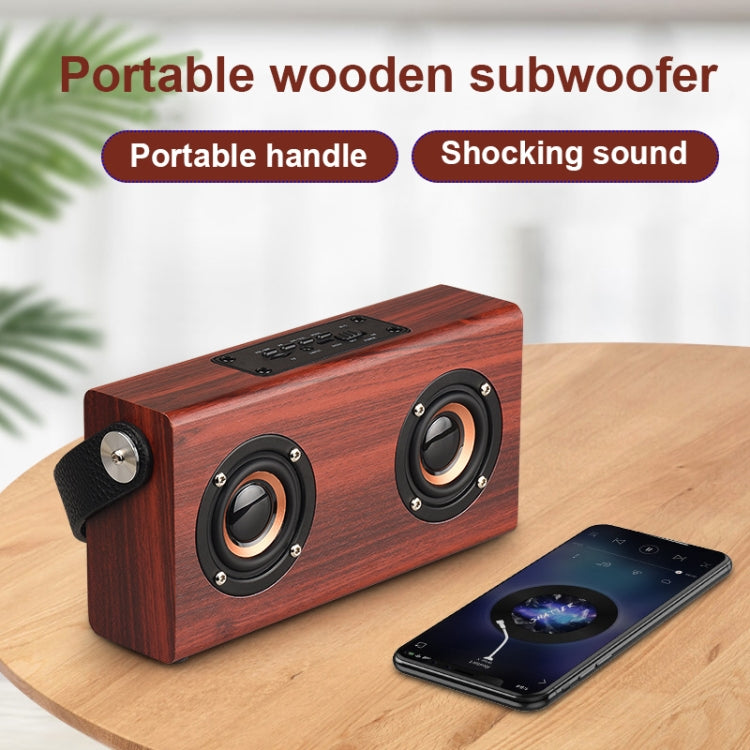 D10 Tragbarer kabelloser Bluetooth 4.2 Lautsprecher aus Holz, D10 (Rot Holzmaserung)