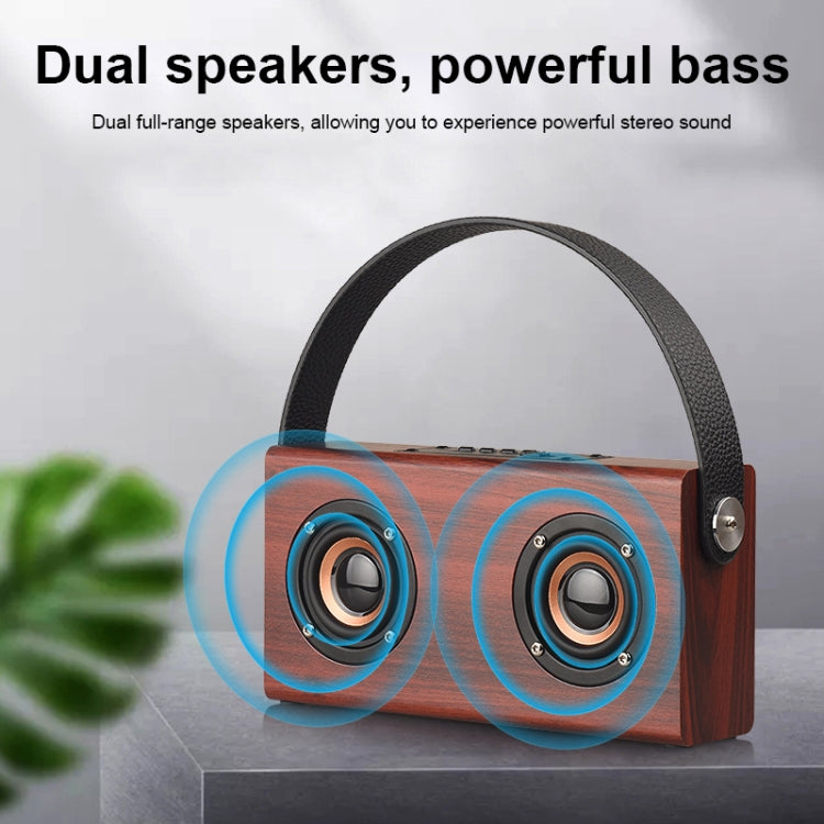 D10 Tragbarer kabelloser Bluetooth 4.2 Lautsprecher aus Holz, D10 (Rot Holzmaserung)